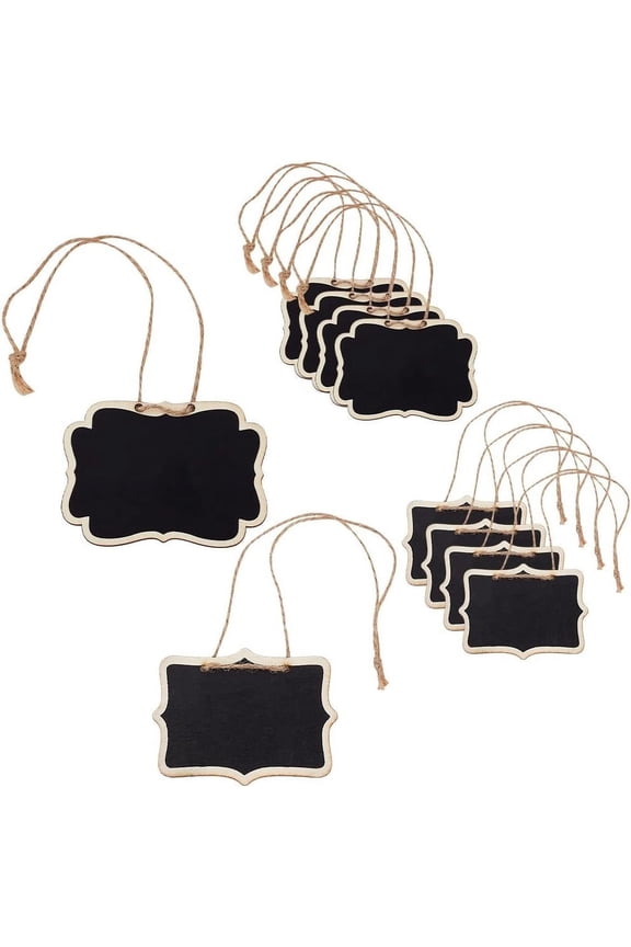 10pcs Blackboard Slate Decanter Tag 2 Styles Mini Wooden Chalkboard Signs Custom Liquor Decanter Labels with Hanging String Message Boards Labels for Wedding Party Wine Bottle Whiskey DIY