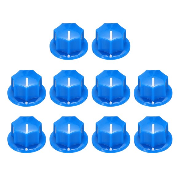 10pcs Blue Guitar Effect Pedal Knob, 7/16" Plastic Brass Electric Guitar Knobs