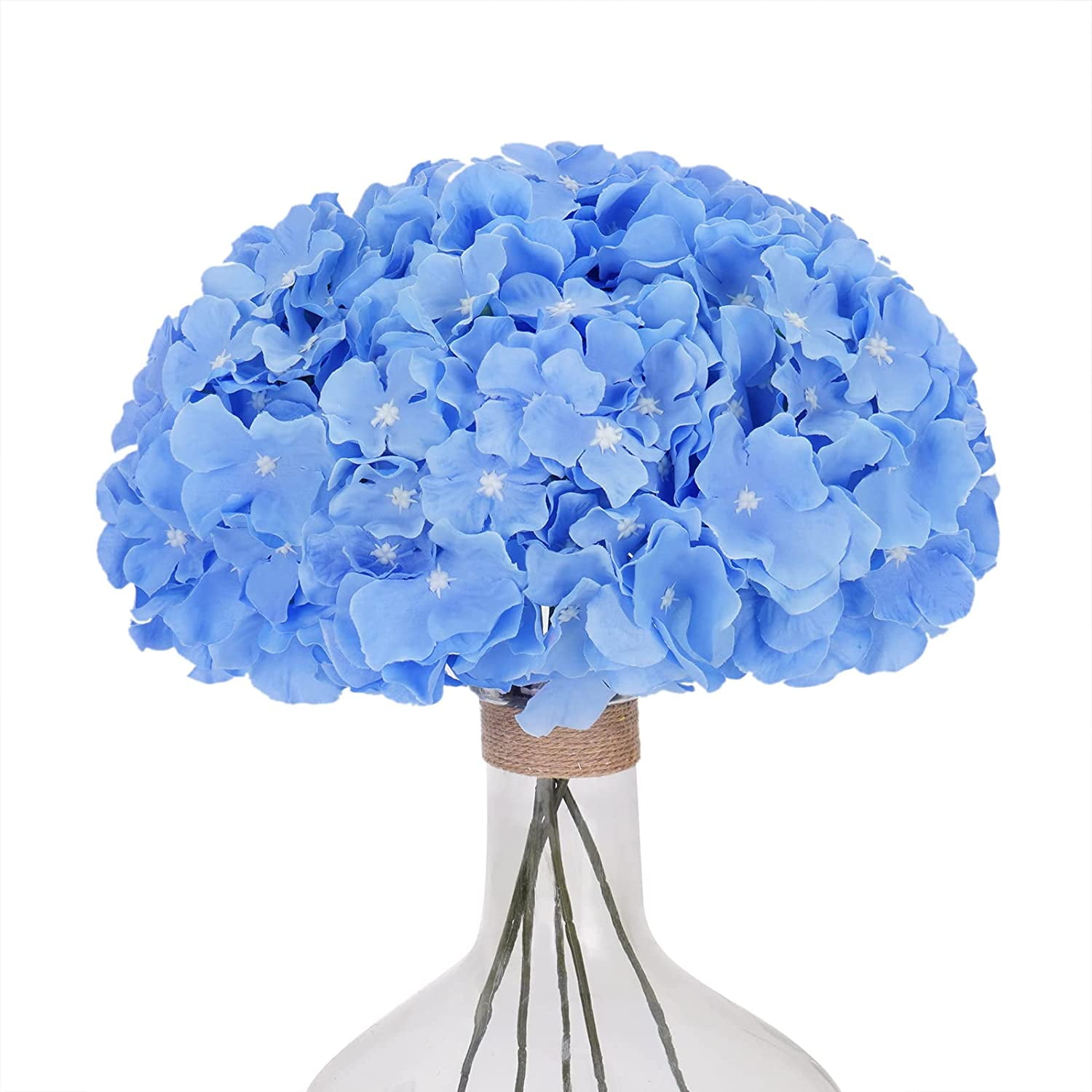 10pcs Blue Hydrangea Artificial Flowers, Faux Hydrangea Flowers with