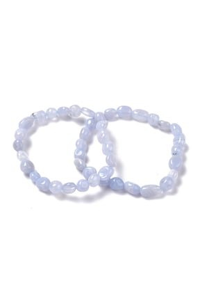 10pcs Blue Lace Agate Beaded Stretch Bracelets Tumbled Stone Inner Diameter: 2 inch(5~5.2cm)