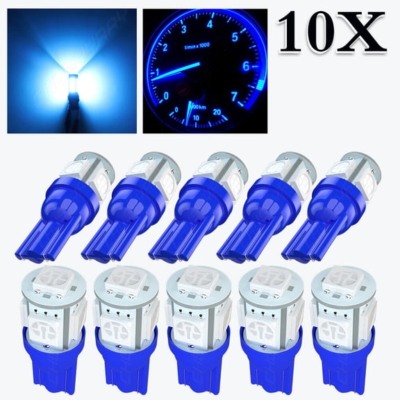 10pcs Blue T10 194 168 LED Bulbs Instrument Gauge Cluster Dash Light For Honda