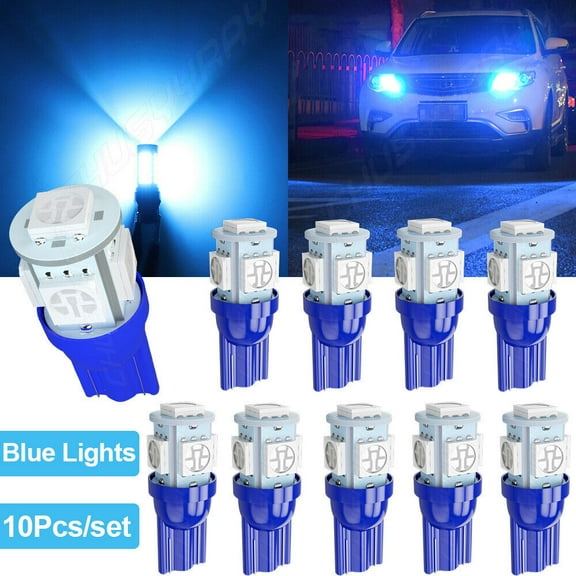 10pcs Blue T10 194 168 LED Bulbs Instrument Gauge Cluster Dash Light For Honda