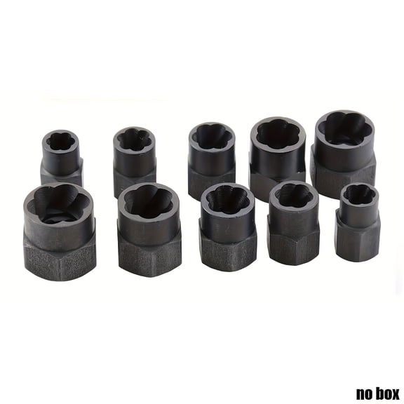 10pcs Bolt And Nut Removal Kit - Extractor Extension Kit for Damaged And Stripped Socket Wrenches - 9-19Mm Hex Nut And Bolt Extractor