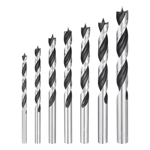 Uxcell Brad Point Drill Bit Set 4/5/6/7/8/9/10mm Precise Cutting with Brad Point Tip