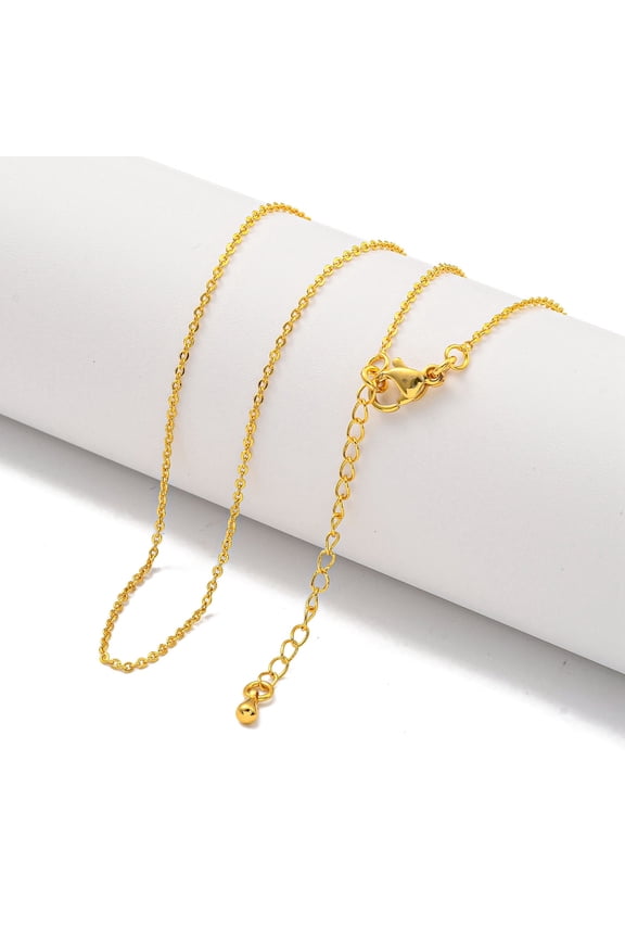 10pcs Brass Cable Chain Necklaces for Women Real 24K golden Plated 17.87 inch(454mm)