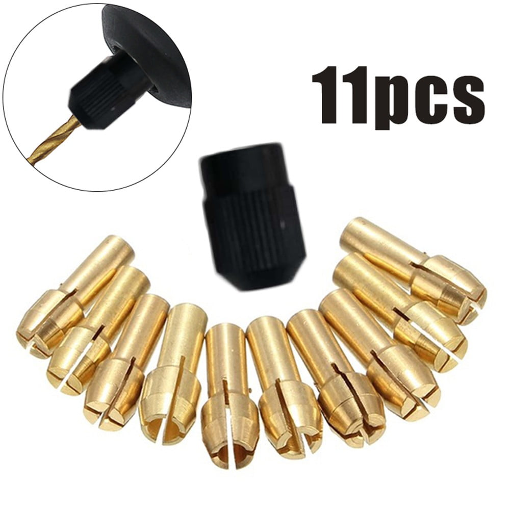 10pcs Brass Collet Drill Chucks Bits 0.53.2mm + Bolt Nut M8 * 0.75mm