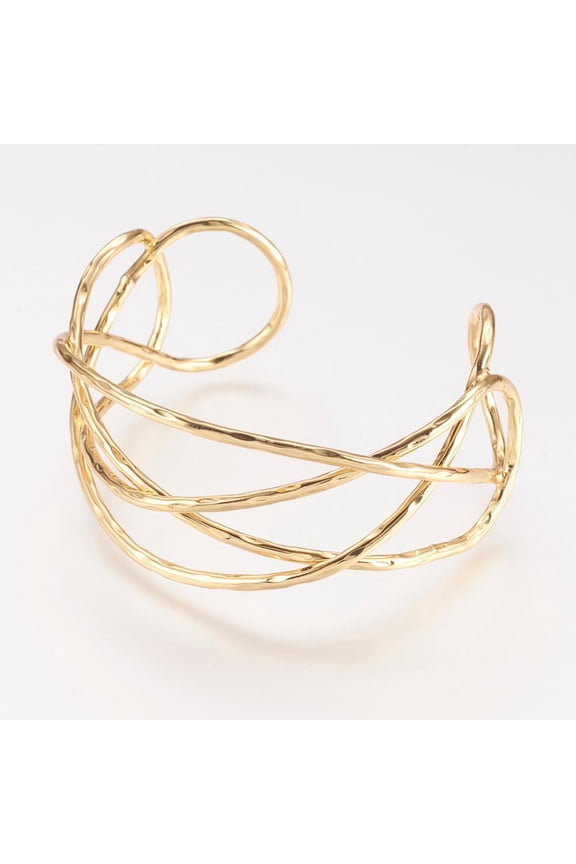 10pcs Brass Cuff Bangle Real 18K golden Plated 1-3/4 inchx2-1/8 inch(48x54mm)