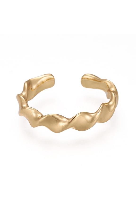 10pcs Brass Cuff Rings Open Rings Long-Lasting Twist golden Inner Diameter: 17mm