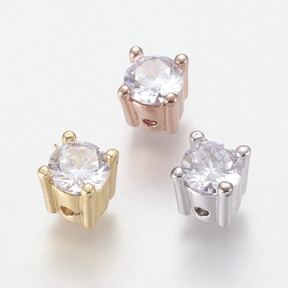 10pcs Brass Micro Pave Cubic Zirconia Beads Cube Nickel Free & Lead Free & Cadmium Free Clear Mixed color 6x6x6mm Hole: 1mm