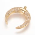 thumbnail image 1 of 10pcs Brass Micro Pave Cubic Zirconia Pendants Crescent Moon/Double Horn Real 18K golden Plated 18x17x3mm Hole: 1mm Brass+Cubic Zirconia, 1 of 2