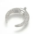 thumbnail image 1 of 10pcs Brass Micro Pave Cubic Zirconia Pendants Crescent Moon/Double Horn Real Platinum Plated 18x17x3mm Hole: 1mm, 1 of 2