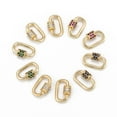 thumbnail image 1 of 10pcs Brass Micro Pave Cubic Zirconia Screw Carabiner Lock Charms for Necklaces Making Quick Links Oval Golden Mixed color 19x12x2mm Opening Size: 1.27mm, 1 of 6