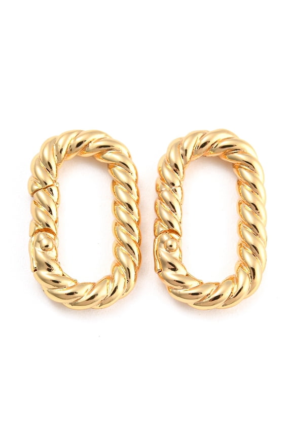 10pcs Brass Spring Gate Rings Twist Oval Cadmium Free & Nickel Free & Lead Free Real 18K golden Plated 19.5x11.5x3mm Inner Diameter: 14x5mm DIY
