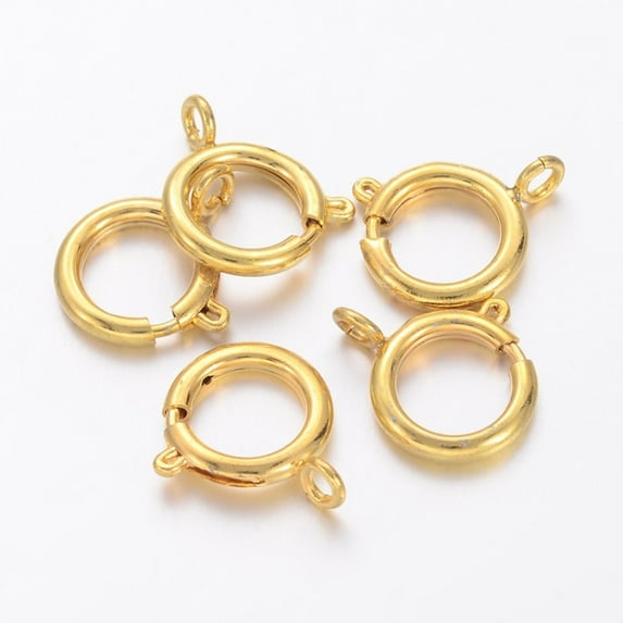 10pcs Brass Spring Ring Clasps Jewelry Accessory Golden color 12mm Hole: 2.5mm