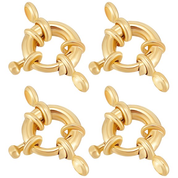 10pcs Brass Spring Ring Clasps Ring Real 14K golden Plated 21x15x4.5mm Hole: 2.5mm
