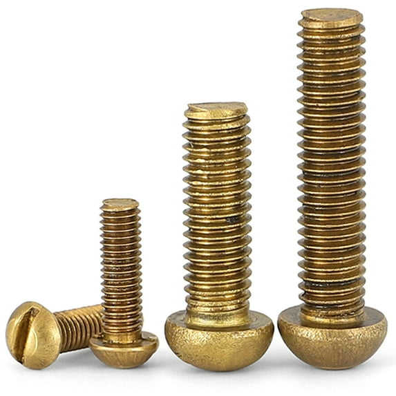 (10pcs) Brass Word Slotted Round Head Screws, M4x12mm