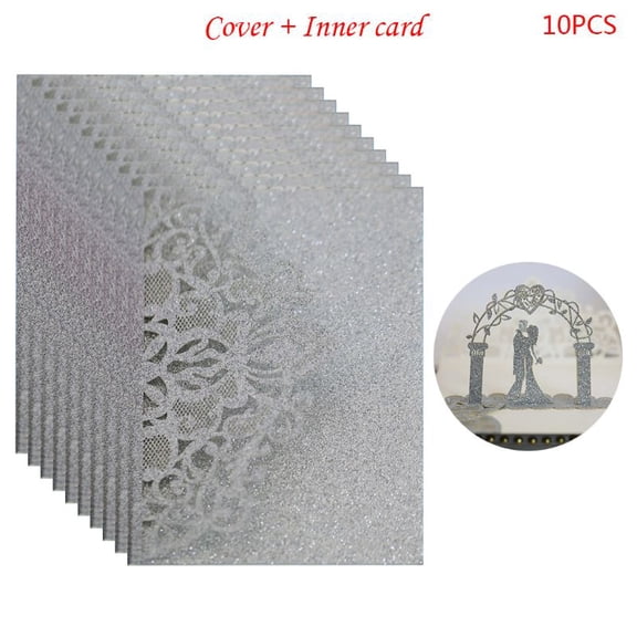 10pcs Bride Groom Hollow Wedding Party Invitations Card Delicate Lace Greeting