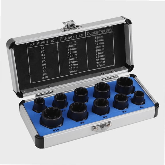10pcs Broken Bolt Nut Screw Remover Locking Tool Kit Broken Nut Bolt Extractor Thread Tool Kit for Removing Round or Damaged