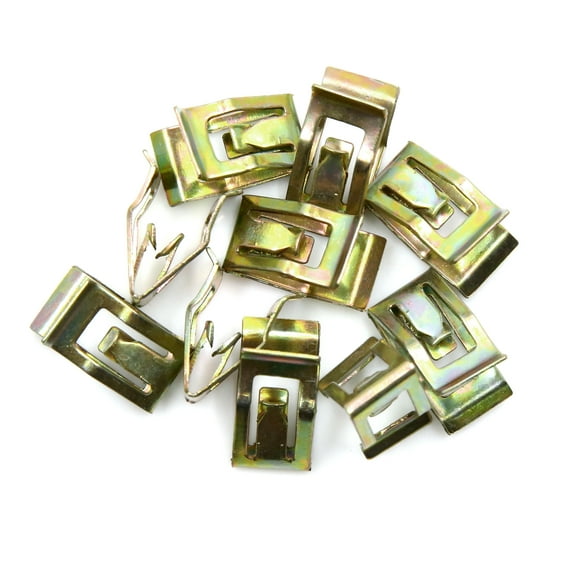 10pcs Bronze Tone Car Console Instrument Panel Dash Trim Metal Retainer Clips 11.9x10.2x18.2mm