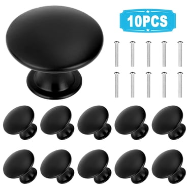 EEEkit 20/10pcs Modern Cabinet Knobs, Flat Black, 1.2in, Kitchen ...