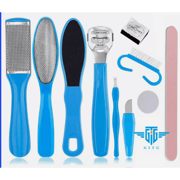 10pcs CALLOUS Remover Pedicure Tool Set Kit Foot File Scraper Brush Nail Rasp