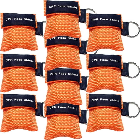 10pcs CPR Face Shield Mask Keychain Ring Emergency Kit CPR Face Shields for First Aid or AED Training