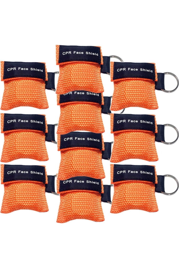 10pcs CPR Face Shield Mask Keychain Ring Emergency Kit CPR Face Shields for First Aid or AED Training
