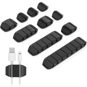10pcs Cable Clips Cord Organizer Cable Management Wire Holder Durable Self-Adhesive Desk Cable Organizer Cord Management Wire Management System (black-10pcs)