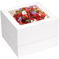 10pcs Cake Boxes 12x12x8 Inch White Bakery Boxes with Window Tall Dessert Cardboard Containers for Cakes Cupcakes Pies Donuts Cookies, for Valentine's Day Mother's Day