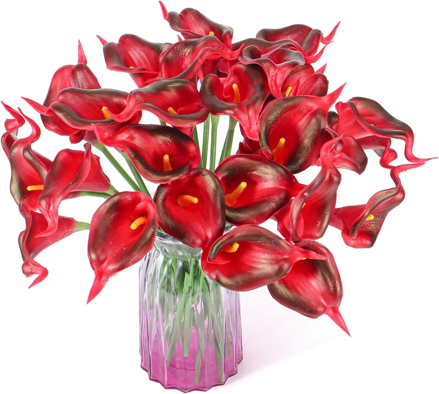 10pcs Calla Lily Artificial Flowers, Real Touch Fake Flowers Wedding Bouquet Home Party Decor Fall Floral Home Dining Room Office Decoration(Orange, 14" Tall).