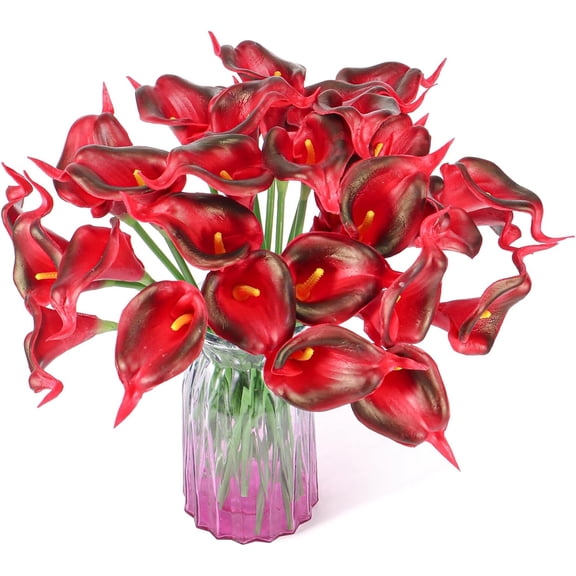 10pcs Calla Lily Artificial Flowers, Real Touch Fake Flowers Wedding Bouquet Home Party Decor Fall Floral Home Dining Room Office Decoration(Orange, 14" Tall).