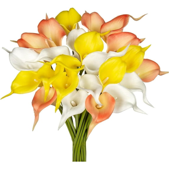 10pcs Calla Lily Artificial Flowers Real Touch Flowers White Flowers Artificial for Decoration Calla Lillies Artificial Yellow Fake Flowers Lilly Flowers Calla Lily Bouquet for Wedding Home Decor