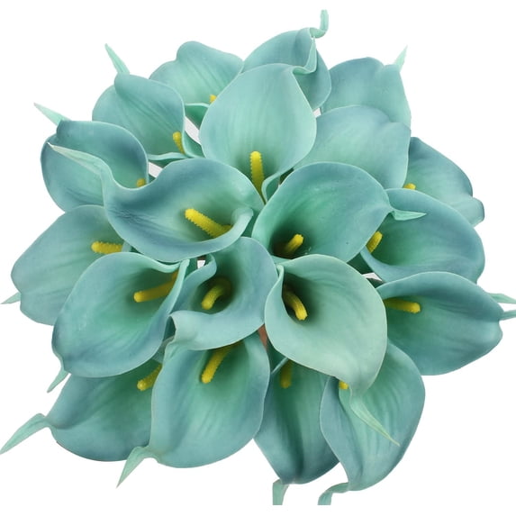 10pcs Calla Lily Bridal Wedding Bouquet Lataex Real Touch Artificial Flower Home Party Decor (Yellow)