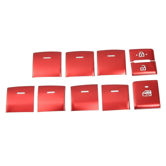 10pcs Car Interior Aluminum Alloy Door Armrest Button Cover Window Switch Stickers for Toyota CHR 17-21 Red