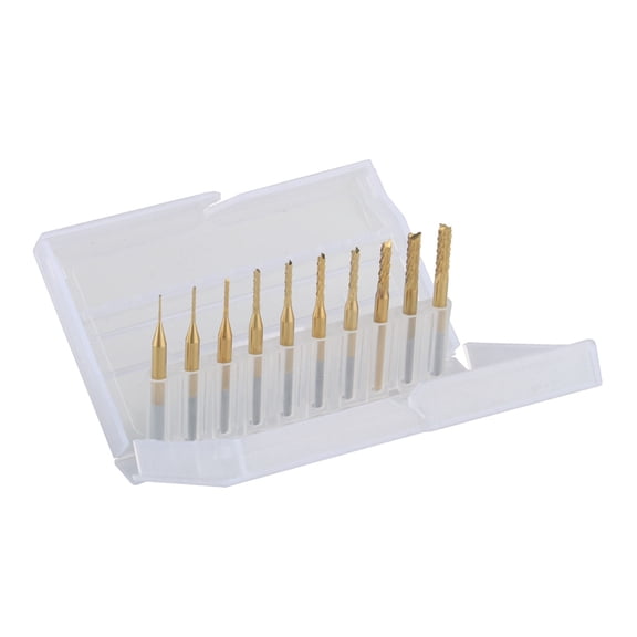 10pcs Carbide 0.5-3.175 PCB Carbide Tools CNC Cutting Bits Milling Cutters Kit for Engraving Milling Machine