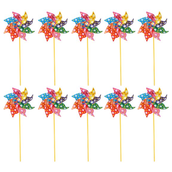 10pcs Cartoon Windmill Adornments Scene Decoration (Colorful)