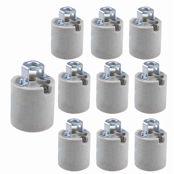 10pcs Ceramic Standard Medimun Screw Base Socket E26 Bulb Holders Without Wire for Hot Bulb