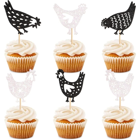 10pcs Chicken Cupcake Toppers Baby Shower Birthday Party Decorations Farm Animals Baby Shower Decorations Supplies Bbay Theme Baby Girl Boy Party Decorations (chicken 2)