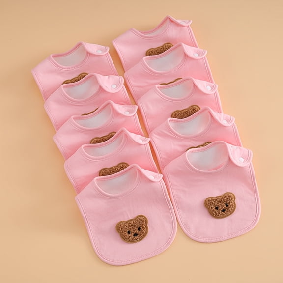 10pcs Children's Bibs, Soft, Absorbent, Breathable, Skin-Friendly, Fashionable, and Cute