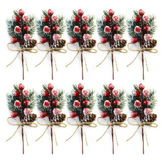 Artificial Berry Picks, 3Pcs Christmas White Berry Picks and Spray  Artificail Snow Seqiuns Glitter Holly Berry Picks Christmas Tree Pciks for  Winter