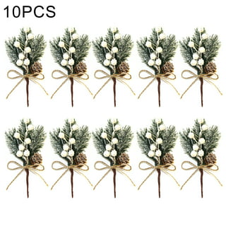 10pcs Christmas Decoration Picks Cuttings Artificial Silver Gold White  Berries Glitter Simulation Fruit Xmas Sprigs 8.3in 