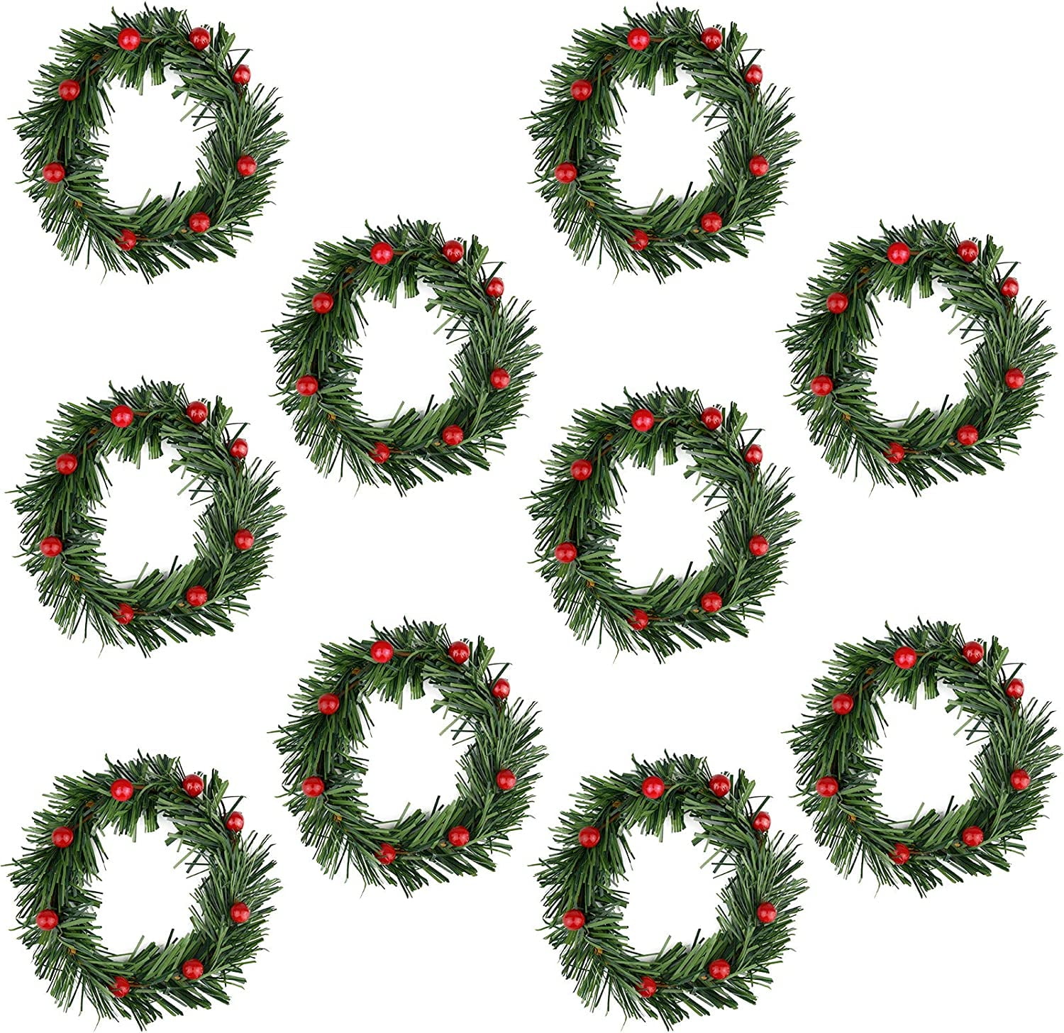 10pcs Christmas Candle Rings Red Artificial Berry Candle Rings with