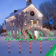5pcs Solar Pathway Lights,Candy Cane Christmas Tree Path Lights for Outside,Xmas Holiday Ligthed Walkway Yard Stakes for Porch Yard Lawn Driveway