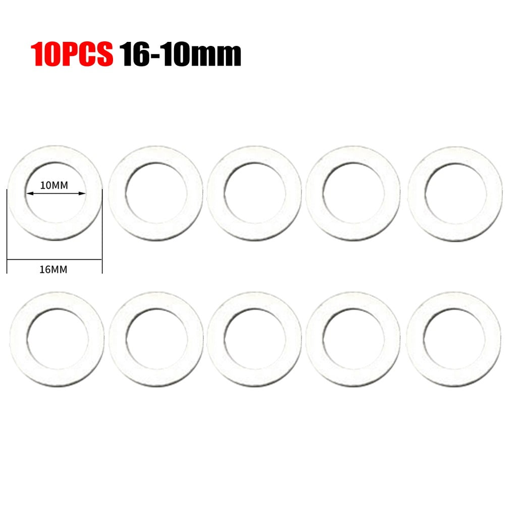 10-Piece Circular Saw Reduction Ring Set – Multi-Size Adapters, 16mm To 32mm OD, Silver Metal, For Blade Mounting