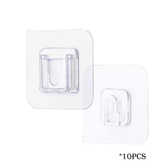10pcs Clear Adhesive Snap Fasteners Strip for Kitchen Organization, Bathroom Accessories & Home Storage, No Drilling Installation