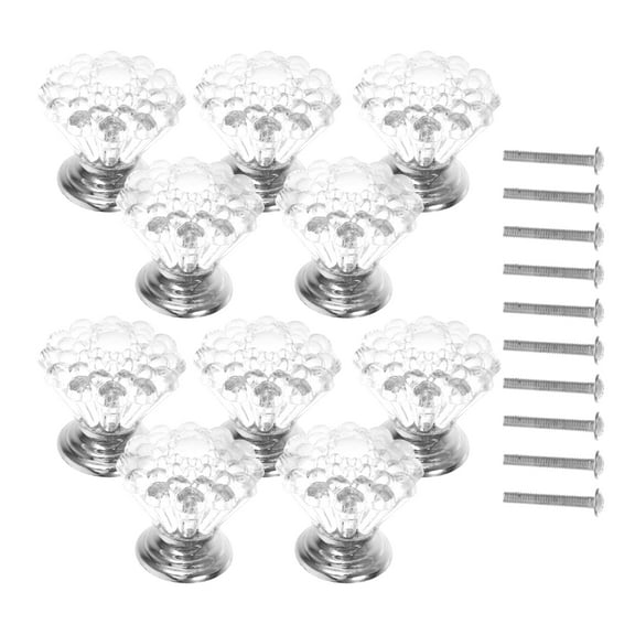10pcs Clear Crystal Drawer Pulls Acrylic Knobs For Dresser Drawers Single Hole Glass Cabinet Handles For Kitchen And Bathroom Golden