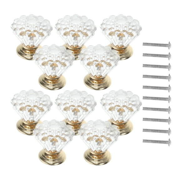 10pcs Clear Crystal Drawer Pulls Acrylic Knobs For Dresser Drawers Single Hole Glass Cabinet Handles For Kitchen And Bathroom Silver