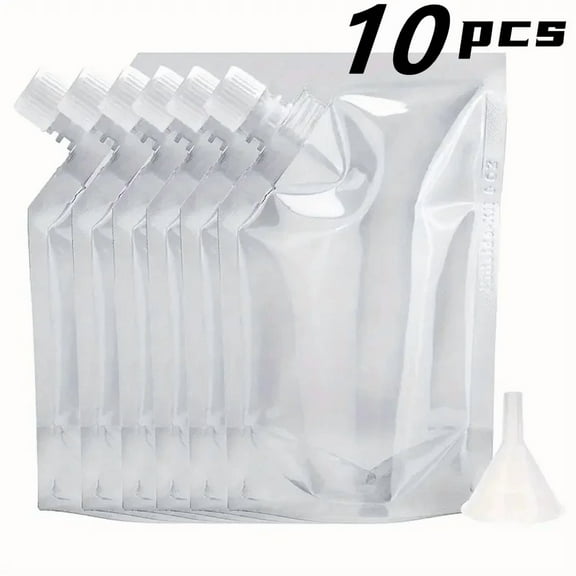 10pcs Clear Drink Pouches Freezable Juice Liquor Water Bag Portable Reusable Plastic Flask for Cold Drink BBQ Party Drinkware
