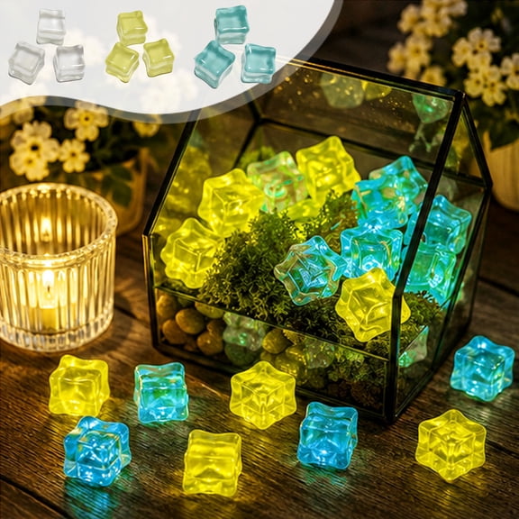 10pcs Clear Luminous Artificial Ice Crystals, Versatile Decorative Simulation Blocks for Bar Photography, Retail Window Dressing, Aquatic Tank Ornament and Home Craft Scene Setup,