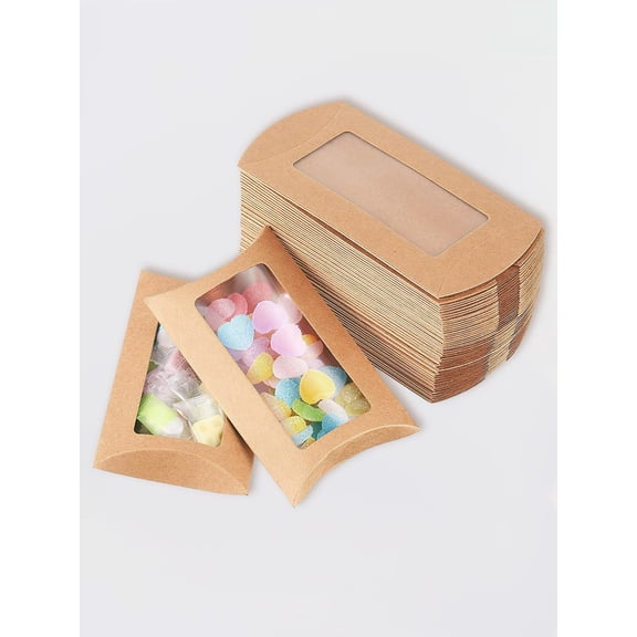 10pcs Clear Paper Gift Box, Pillow Design Candy Storage Box for Party, Back to School, Valentine